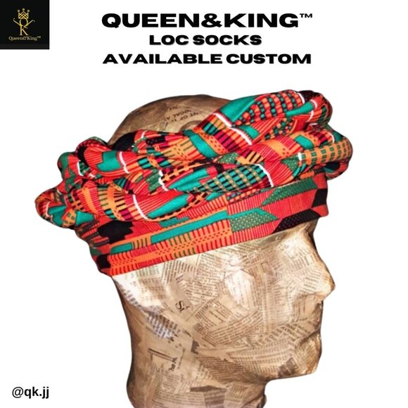 Loc Sock aka Scorpion Wrap (Orange Kente) - Picture 2 of 3